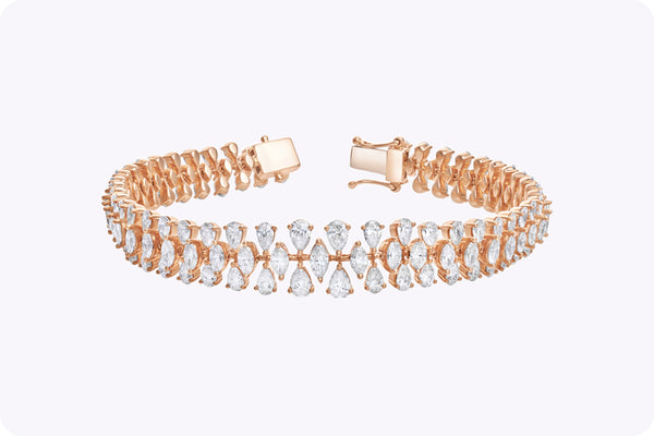 8.20 Carats Total Marquise & Pear Shape Diamond Fashion Bracelet in Rose Gold