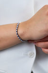 5.30 Carats Total Alternating Sapphire & Diamond Tennis Bracelet in White Gold