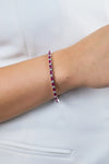 6.49 Carats Oval Cut Ruby & Diamond Tennis Bracelet in White Gold