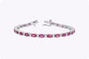 6.49 Carats Oval Cut Ruby & Diamond Tennis Bracelet in White Gold