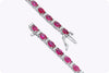 6.49 Carats Oval Cut Ruby & Diamond Tennis Bracelet in White Gold