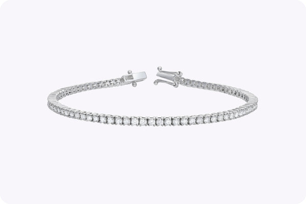 2.11 Carats Round Brilliant Cut Diamond Tennis Bracelet in White Gold