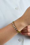 4.76 Carats Total Mixed-Cut Ruby & Diamond Bangle Bracelet in Yellow Gold