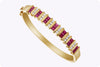 4.76 Carats Total Mixed-Cut Ruby & Diamond Bangle Bracelet in Yellow Gold