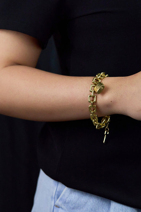 Louis Vuitton Padlock & Key Bracelet in 18K Yellow Gold