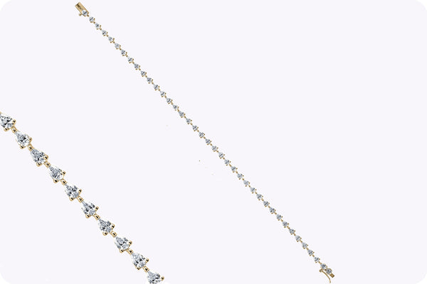 3.24 Carats Total Pear Shape Diamond Tennis Bracelet in Yellow Gold