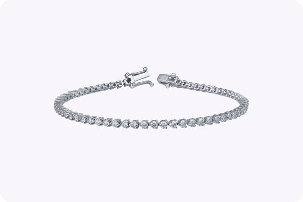 2.57 Carat Round Brilliant Cut Diamond Tennis Bracelet in White Gold