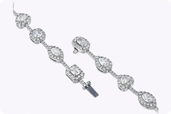 5.82 Carats Total Mixed-Cut Diamond Halo Fashion Bracelet in White Gold