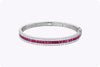 4.70 Carat French Cut Ruby & Diamond Bangle Bracelet in White Gold