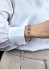 15.35 Carats Total Sapphire & Diamond Halo Alternating Bracelet in White Gold