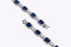 15.35 Carats Total Sapphire & Diamond Halo Alternating Bracelet in White Gold