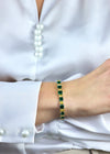 22.52 Carats Total Emerald & Diamond Tennis Bracelet in Yellow Gold and Platinum
