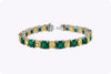 22.52 Carats Total Emerald & Diamond Tennis Bracelet in Yellow Gold and Platinum