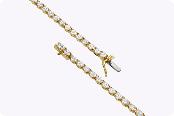 5.89 Carats Total Oval-Cut Diamond Tennis Bracelet in Yellow Gold