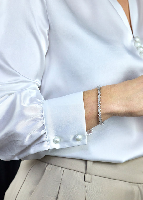 8.54 Carats Total Alternating Pear-Shaped Diamond Tennis Bracelet in White Gold