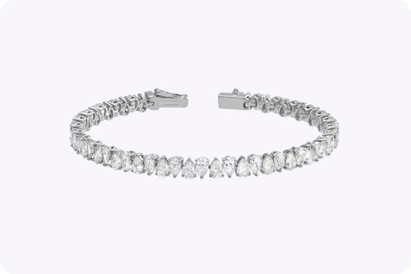 8.54 Carats Total Alternating Pear-Shaped Diamond Tennis Bracelet in White Gold