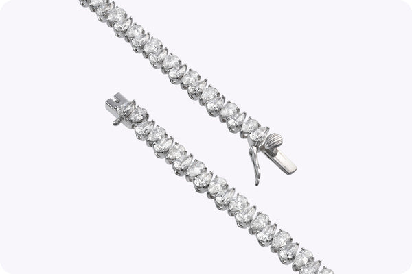 8.54 Carats Total Alternating Pear-Shaped Diamond Tennis Bracelet in White Gold