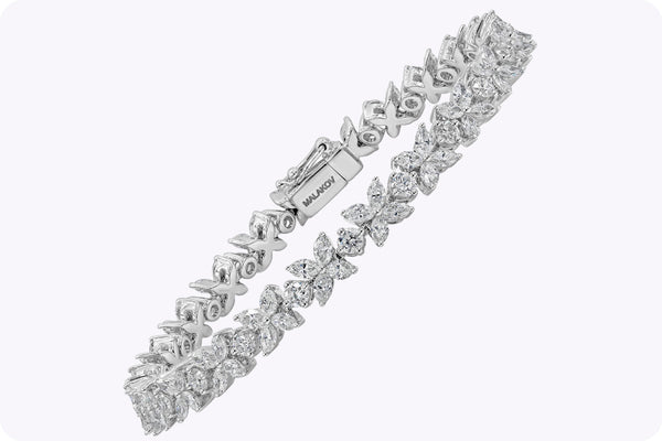 6.24 Carats Total Diamond Floral Motif Bracelet in White Gold