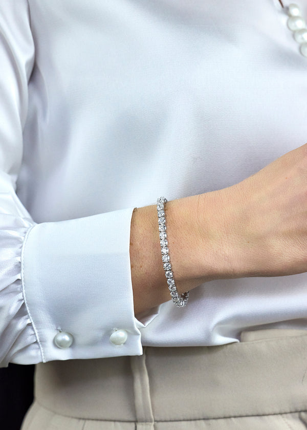 12.89 Carats Total Round Brilliant Cut Diamond Tennis Bracelet in White Gold