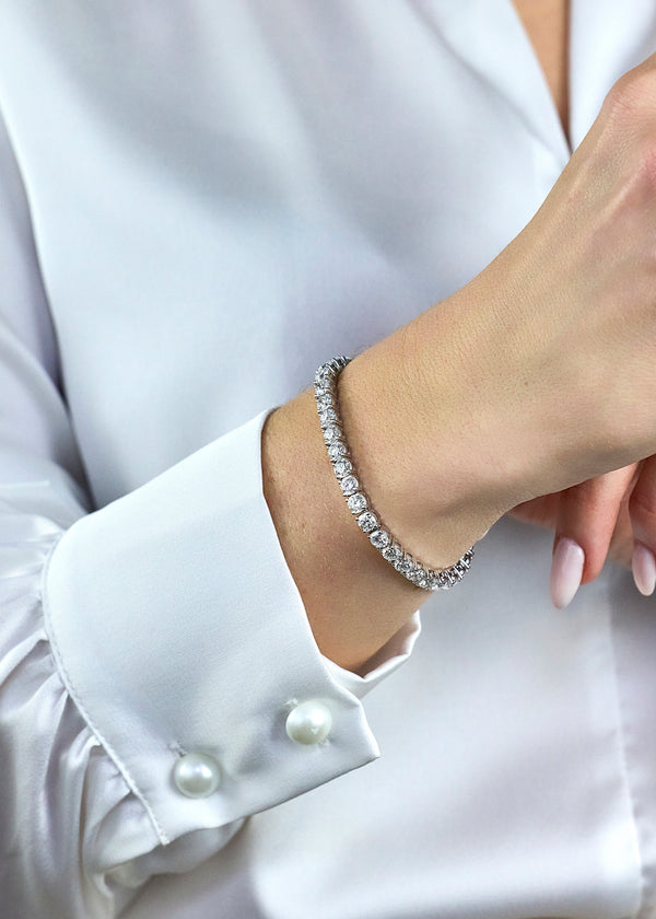 12.89 Carats Total Round Brilliant Cut Diamond Tennis Bracelet in White Gold