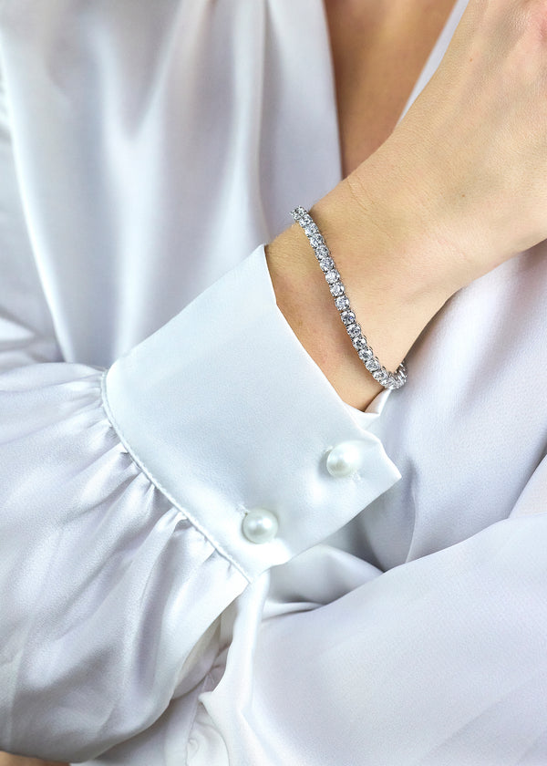 12.89 Carats Total Round Brilliant Cut Diamond Tennis Bracelet in White Gold