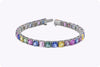 24.78 Carats Total Princess Cut Multicolored Sapphire Tennis Bracelet in Platinum