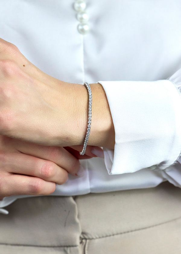 5.00 Carats Total Round Brilliant Cut Diamond Tennis Bracelet in White Gold