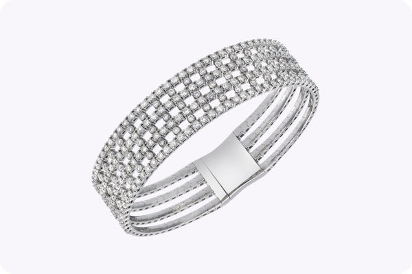 4.47 Carats Total Round Brilliant Cut Diamond Four-Row Fashion Bracelet in White Gold