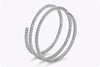 10.83 Carat Total Round Diamond Three-Row Spiral Bangle Bracelet in White Gold