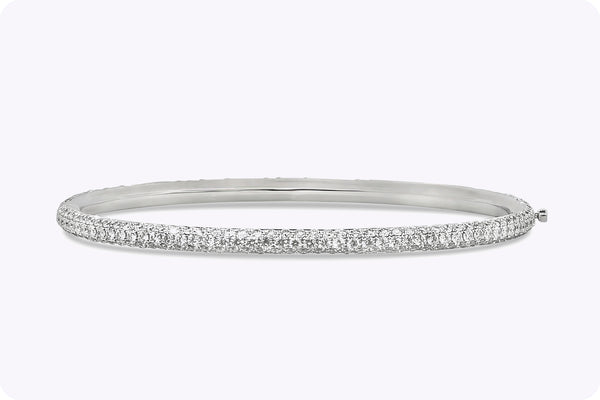 4.76 Carat Total Round Cut Diamond Eternity Bangle Bracelet in White Gold