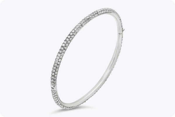 4.76 Carat Total Round Cut Diamond Eternity Bangle Bracelet in White Gold