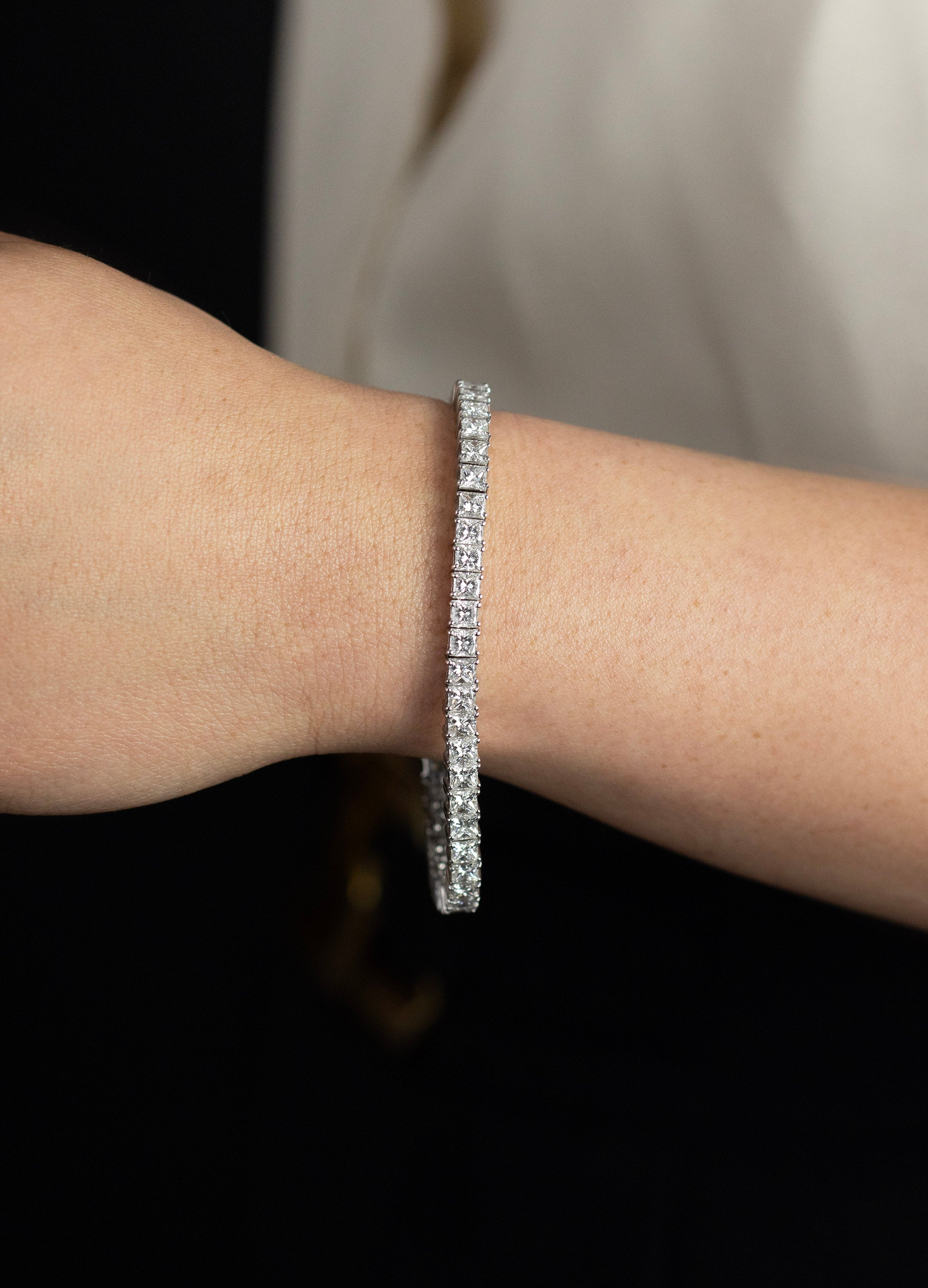 13.21 Carat Total Princess Cut Diamond Tennis Bracelet in White Gold