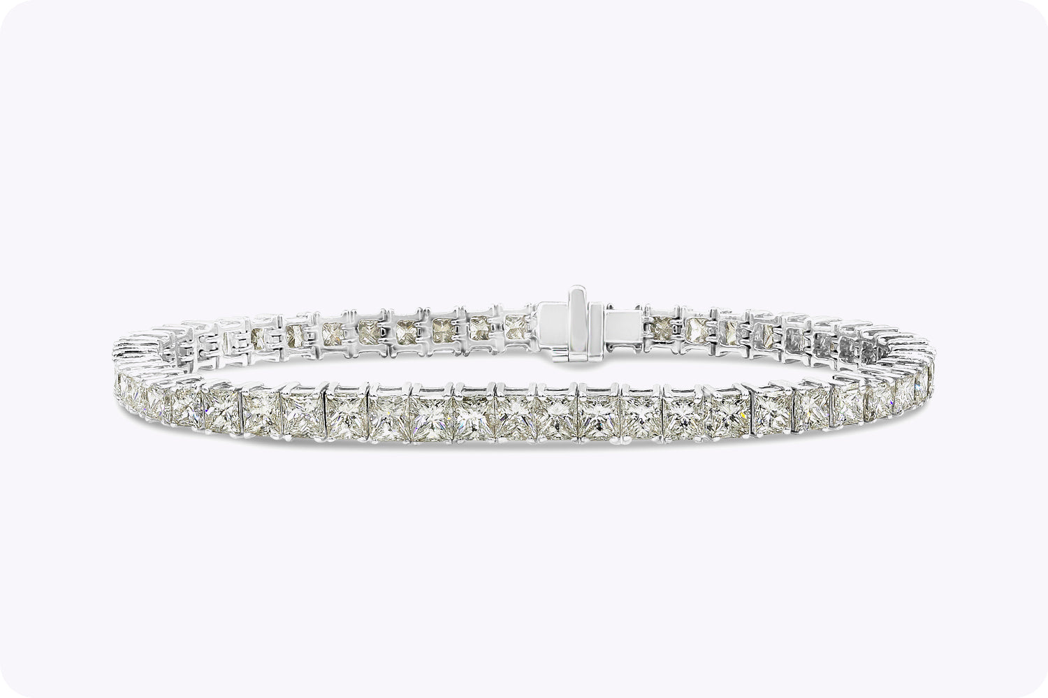 13.21 Carat Total Princess Cut Diamond Tennis Bracelet in White Gold