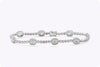 3.98 Carats Total Mixed Cut Diamond Halo Style Tennis Bracelet in White Gold