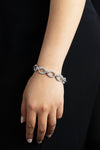 6.30 Carat Total Mixed Cut Diamond Encrusted Link Fashion Bracelet in White Gold