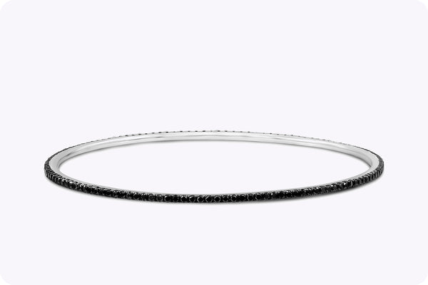 1.84 Carats Total Fancy Color Black Diamond Bangle Bracelet in White Gold