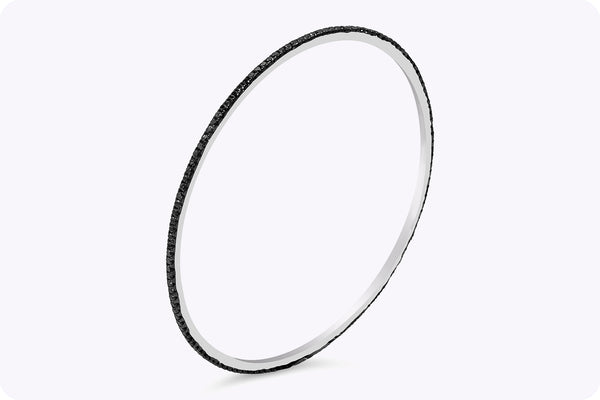 1.84 Carats Total Fancy Color Black Diamond Bangle Bracelet in White Gold