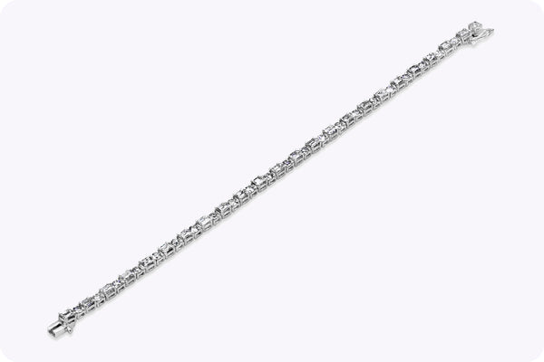 6.60 Carats Total Mixed Cut Alternating Diamond Tennis Bracelet in Platinum