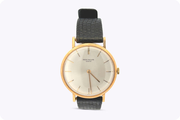 Patek Philippe Round Crystal Dial Leather Strap Unisex Wristwatch