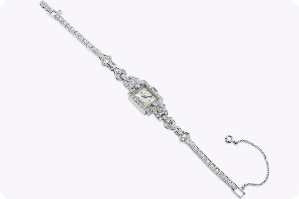 Coronet 2.04 Carats Mixed-Cut Diamonds Vintage 1940s Ladies Watch in Platinum
