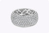 4.06 Carats Total Brilliant Round Diamond Seven Row Pave Dome Wedding Band in White Gold