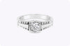 Antique 0.59 Carats Old Mine Cut Diamond Solitaire Wedding Band in White Gold