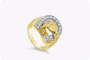 0.70 Carats Total Brilliant Round Diamonds Horse Shoe Men's Ring in Yellow Gold