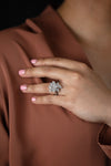 4.66 Carats Total Mixed Cut Diamond Cluster Fashion Ring in White Gold