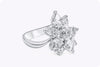 4.66 Carats Total Mixed Cut Diamond Cluster Fashion Ring in White Gold
