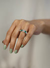 2.15 Carats Alternating Old European and Green Emerald Five Stone Wedding Band in Platinum