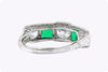 2.15 Carats Alternating Old European and Green Emerald Five Stone Wedding Band in Platinum