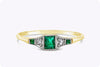 0.20 Carat Total Emerald and Diamond Antique Wedding Band Ring in Yellow Gold