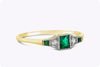 0.20 Carat Total Emerald and Diamond Antique Wedding Band Ring in Yellow Gold