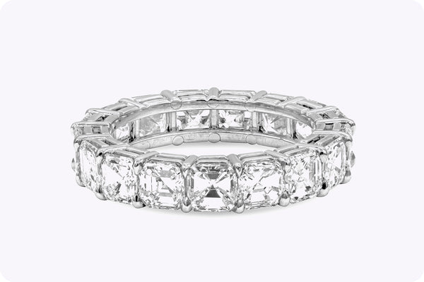 6.08 Carats Total Asscher Cut Diamond Eternity Wedding Band Ring in Platinum